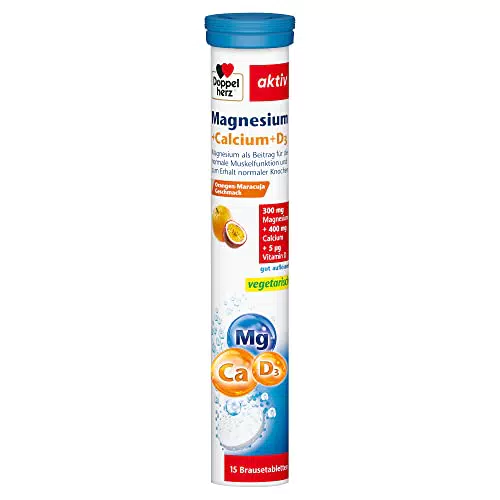 Doppelherz Magnesium + Calcium + D3 Brausetabletten mit Orangen-Maracuja-Geschmack