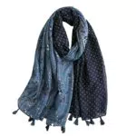 Schal von Ecroon im Vintage-Stil in Marineblau