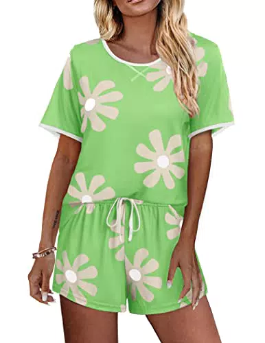 "Ekouaer Damen Schlafanzug Set - Bequeme Loungewear in Grün"