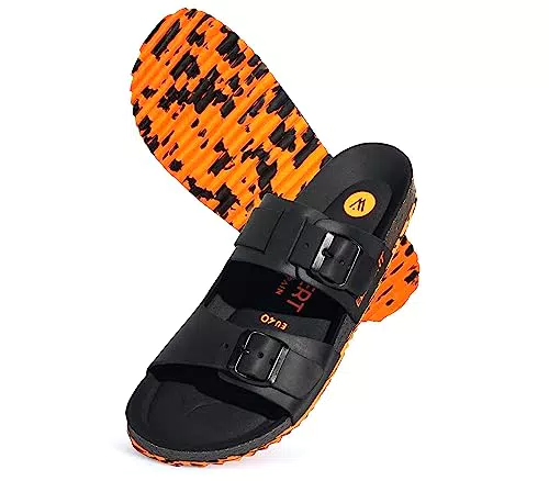 ELEWERT® Herren-Sandalen aus Echtleder | Hochwertige Pantoletten mit Memory-Foam Fußbett | Handgefertigt in Spanien | Biocomfy Mars - Schwarz