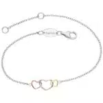 Engelsrufer Damen Armband aus Sterling Silber mit tricolor Herz Anhänger - Karabinerverschluss - Längen verstellbar