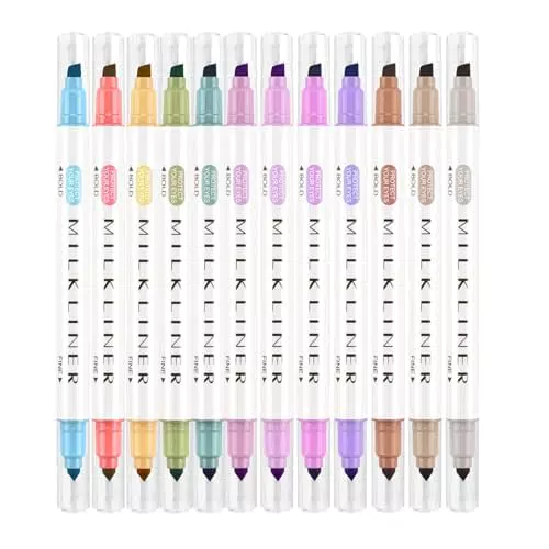 Textmarker Stifte mit Dual Tips - Pastellmarker für Schule und Büro