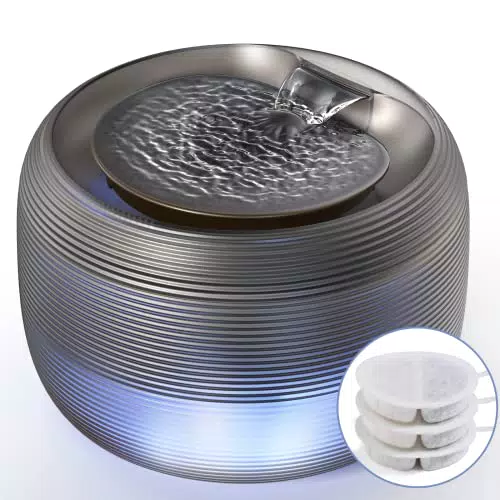 Katzenbrunnen FEELNEEDY mit LED Licht und Filter - Leiser Trinkbrunnen für Katzen und Hunde