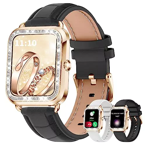 Smartwatch Damen mit Telefonfunktion und Touch-Farbdisplay - Fitnessuhr für Damen mit Puls- und Schlafüberwachung, SpO2, Menstruationszyklus, 19 Sportmodi und Musikwiedergabe.