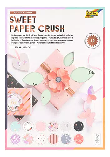 Design Papier "Sweet Paper Crush" - DIN A4, hot foil & glitter, 12 Blatt in 12 Motiven