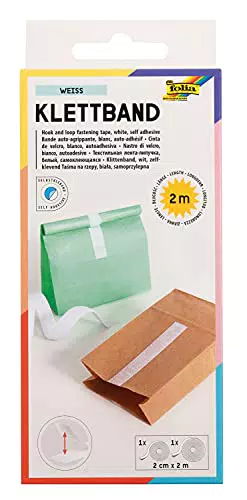 Klettband selbstklebend von Folia - 20 mm x 2 m, Weiß.