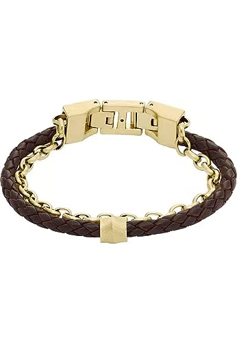 Fossil Herrenarmband, All Stacked Up Lederarmband, L: 219mm