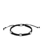 Fossil Herrenarmband, Edelstahl- und Lederarmband mit Schiebeverschluss