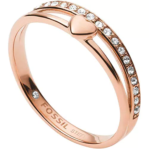 Fossil Ring Für Frauen Vintage Glitz, Länge: 21, 5 X 20 X 6 Rose Gold Edelstahl Ring