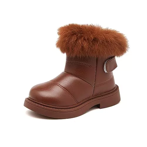 Fudaolee Winterstiefel Kinder Wärme Gefütterte Schneestiefel Mädchen Rutschfest Winterschuhe Baby Kurzschaft Stiefeletten Weiche Schlupfstiefel Kleinkinder Stiefel Schwarz =CN 21