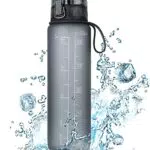 FULDENT Trinkflasche 1L Sport Wasserflasche mit rutschfestem Gummi Grip