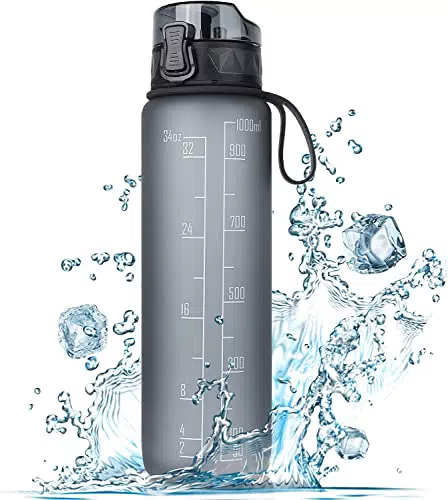 FULDENT Trinkflasche 1L Sport Wasserflasche mit rutschfestem Gummi Grip