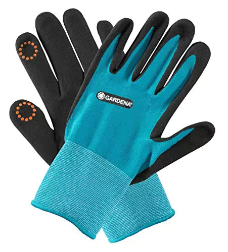 Gardena Pflanz- und Bodenhandschuh: Handschuhe für Garten- und Bodenarbeiten mit Nitril-Oberfläche und Touchscreen-Funktion
