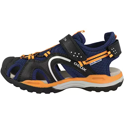 Geox J Borealis Boy Sandal, Navy/ORANGE