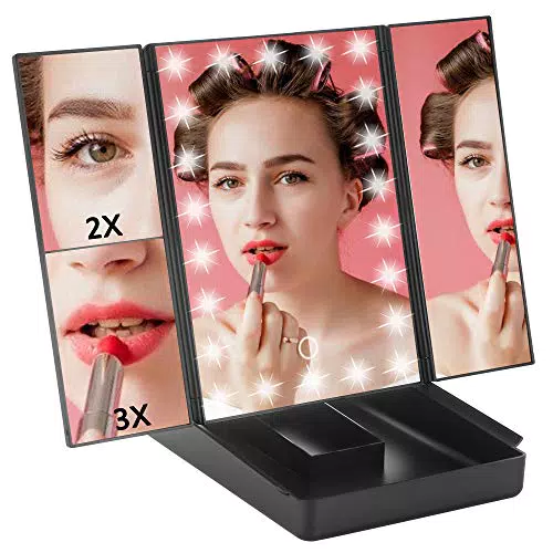 GERUIKE LED Kosmetikspiegel mit Vergrößerung 2X 3X, 180° drehbar, Touchscreen-Lichtsteuerung