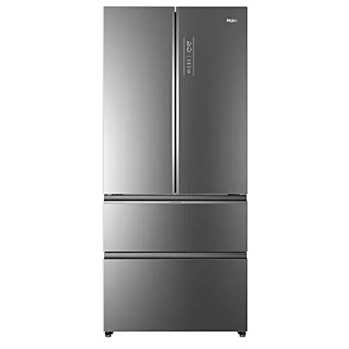 Haier Kühl-Gefrier-Kombination mit Design-Glasfront - Großes Kühlteil - Side By Side - Silber