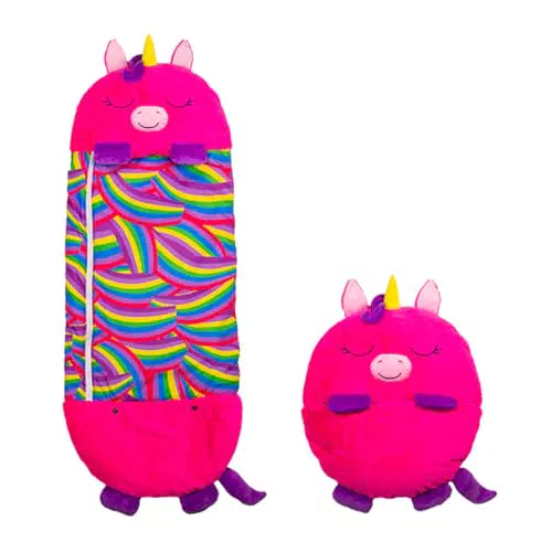 Kuscheltierschlafsack & Kissen für Kinder | Flauschig & Spielspaß | 4 Motive | Einhorn Design