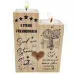 Kerzenständer aus Holz - Geschenk für beste Freundin & Schwester - Geburtstag, Weihnachten, Halloween, Erntedankfest