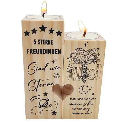 Kerzenständer aus Holz - Geschenk für beste Freundin & Schwester - Geburtstag, Weihnachten, Halloween, Erntedankfest