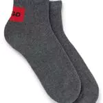 HUGO Herren Kurze Socken mit rotem Logo-Etikett im Zweier-Pack
