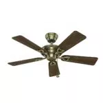 Hunter Deckenventilator Seville 112 cm - Messing antik, 5 Flügel Walnussbaum/Eiche - Sommer/Winter - Modellnr. 24034