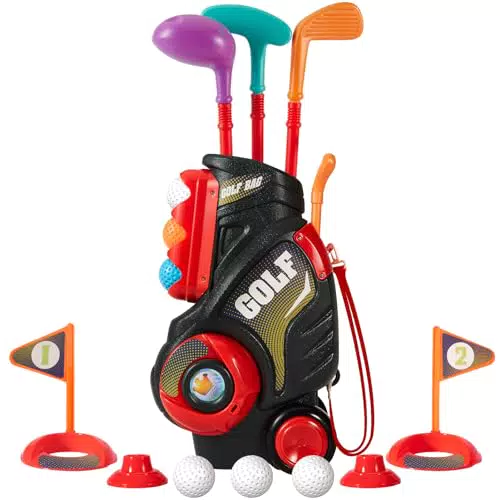 Kinder Golf Set Spielzeug von HYAKIDS - Golfschläger, Bälle & Wagen für drinnen & draußen