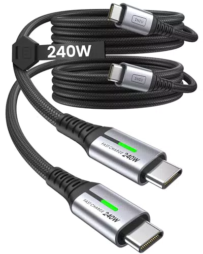 INIU 240W USB C Schnellladekabel für iPhone, Samsung, iPad, MacBook - 2m Nylon Geflochten
