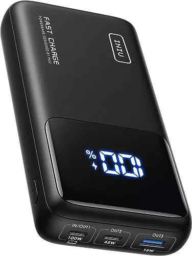 INIU Power Bank: Kompakter 100W 25000mAh Externer Akku für Handy & Laptop mit USB C für MacBook, Surface, iPad, iPhone & mehr