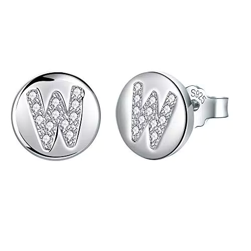 Endéar Ohrringe Buchstabe W Silber 925 Zirkonia Ohrstecker für Damen Mädchen