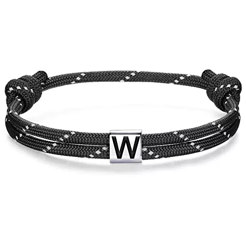 "J.Endéar Paracord Armband mit Buchstabe X aus 925er Silber für Herren und Damen - Nautisches Segelseil Armband als Surf Schmuck und Geschenk"