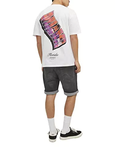 JACK & JONES Herren Jeans Short JJIRICK JJICON GE 612 - Regular Fit - Black Denim