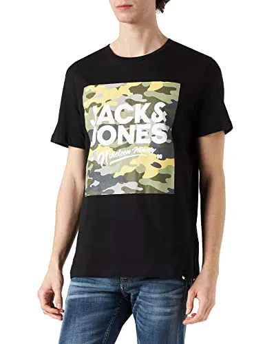JACK & JONES Herren T-Shirt JJPETE Shape Tee - Schwarz