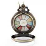 JewelryWe Retro Taschenuhr Herren Kette - Vintage Steampunk Große Römische Ziffern Kettenuhr Analog Quarz Uhr Anhänger