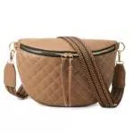 Jiliyote Bauchtasche Damen Leder Breiter Gurt Crossbody Bag Damen mit Breitem Wechselgurt Leder Klein Crossbag Damen Gürteltasche für Festival Reise Alltag