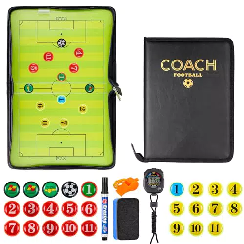 Fußball Trainermappe mit Magnetischen Schachfiguren und Timer