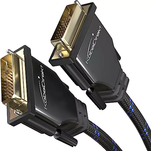 KabelDirekt Dual Link DVI Kabel mit Ferritkern, Braiding und Vollmetall-Stecker 10 m