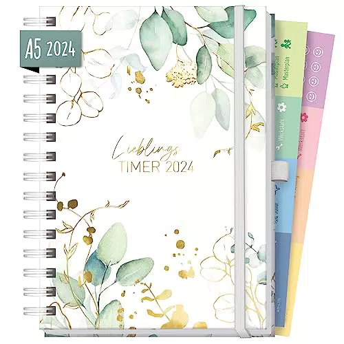 "Kalender 2024 A5 Lieblings-Timer Deluxe | Terminplaner Ringbuch, Terminkalender, Wochenplaner"