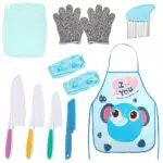 Kinderküche Zubehör Set inkl. Messer, Schürze und Schneidebrett - Spielzeug für Kinder