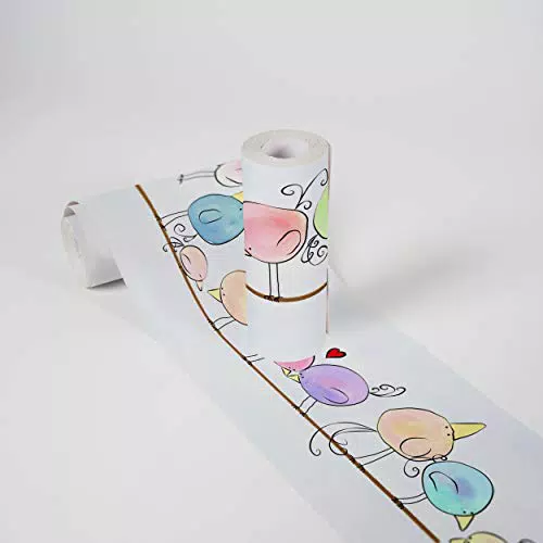 Wandbordüre Funny Birds für Kinderzimmer - Selbstklebendes Wandtattoo mit niedlichen Vögeln