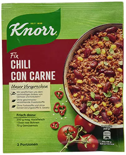Knorr Fix Chili con Carne Würzmischung - Würziger Eintopf mit natürlichen Zutaten
