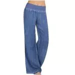 KOG Prime Damen Jeans Jeanshose Hosen 2024 Sommerhose für Damen Baumwolle Elegant Cargohosen Frau Sport Hose Einfarbig Sommer Strandhose Langgröße Wanderhosen Sale Damen Hellblau