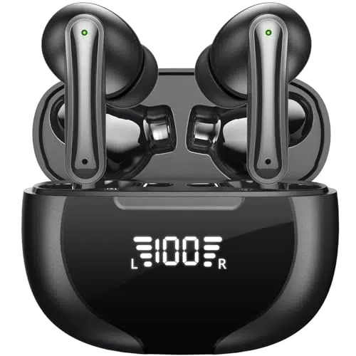 Kabellose Bluetooth In-Ear Kopfhörer mit 4 ENC Mikrofonen - Stereo Noise Cancelling Earbuds, IP7 Wasserdicht - USB-C - Ideal für Arbeit, Reisen, Sport