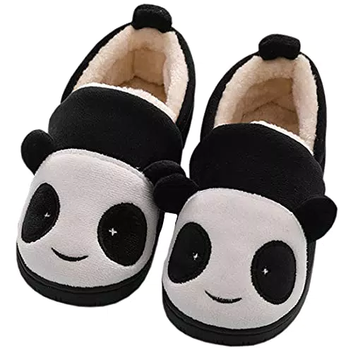 KVbabby Hausschuhe Mädchen Pantoffeln Plüsch Jungen Baumwolle Pantoffeln Kinder Wärme Katze Weiche Hausschuhe Damen Winter Cartoon Leicht rutschfeste Slippers Schwarz 36-