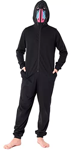 Ladeheid Jungen Teenager Schlafoverall aus Baumwolle Tierkostüm Jumpsuit bunt Tiermotiv Verkleidung Schlafanzug Einteiler mit Kapuze LA40-240