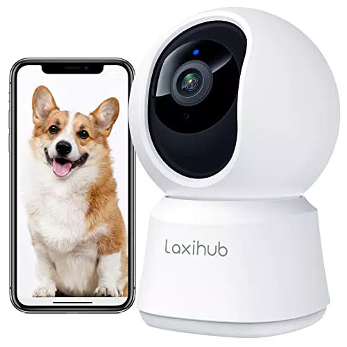 LAXIHUB Hundekamera mit App 2K HD Kamera Überwachung WLAN 2-Wege-Audio Nachtsicht Bewegungserkennung Alexa-kompatibel