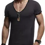 Leif Nelson Sommer T-Shirt Herren V-Ausschnitt - Coole V-Neck Baumwolle - Basic Shirts Männer Kurzarm