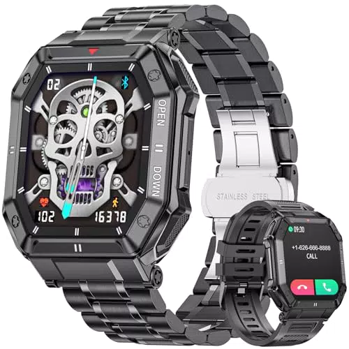 LIGE Herren Smartwatch mit Telefonfunktion und Herzfrequenzmessung, Wasserdichte Sportuhr mit 24 Sportmodi - Android iOS-kompatibel