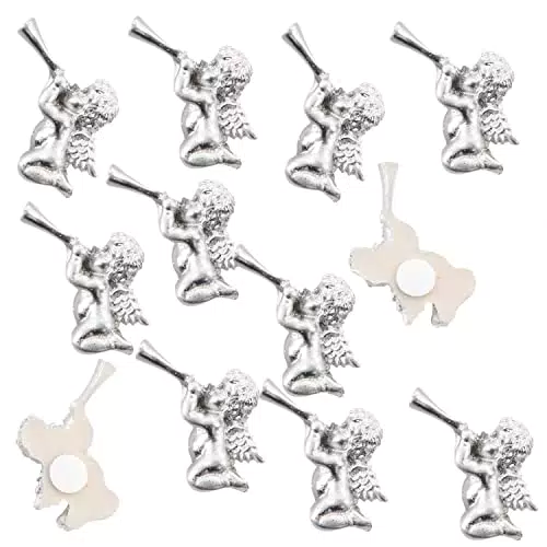 Engel Mini Weihnachtsdeko zum Basteln und Tischdeko - Selbstklebende silberfarbene Engel 2,5 cm