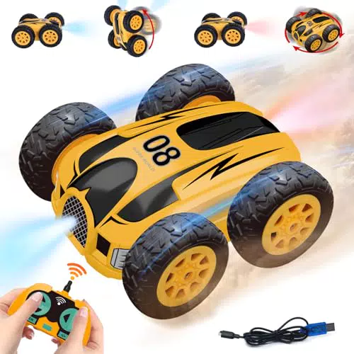 Ferngesteuertes Stunt Auto für Kinder - RC Auto 15KM/H 4WD 2.4 Ghz 360° Flip Offroad mit LED Lichtern - Spielzeugauto für Jungen 3-12
