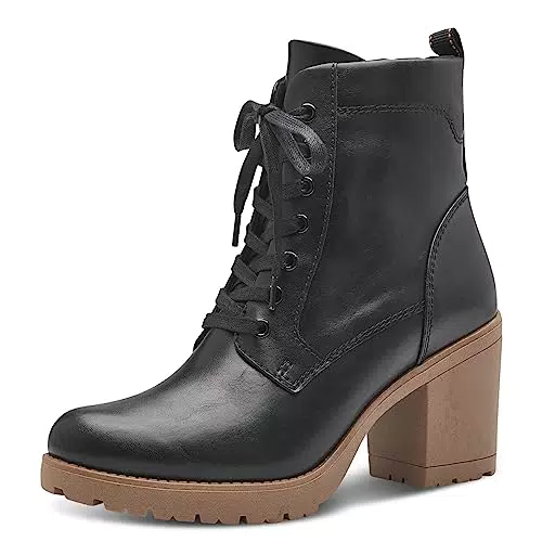 Marco Tozzi Damen Stiefeletten mit Absatz aus Kunstleder, Schwarz - Größe 37